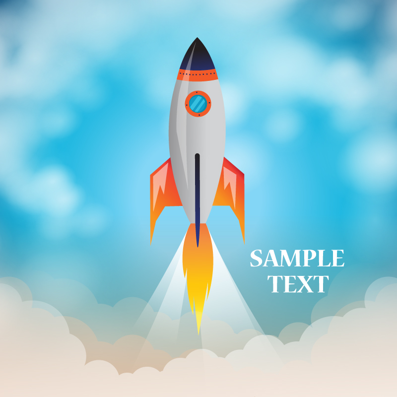Space rocket launch with cloudy background Photoshop brush
