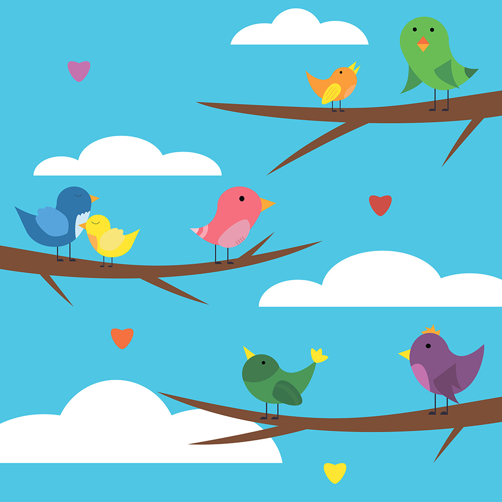 Vector illustration of cute bird set for free vector design Photoshop brush