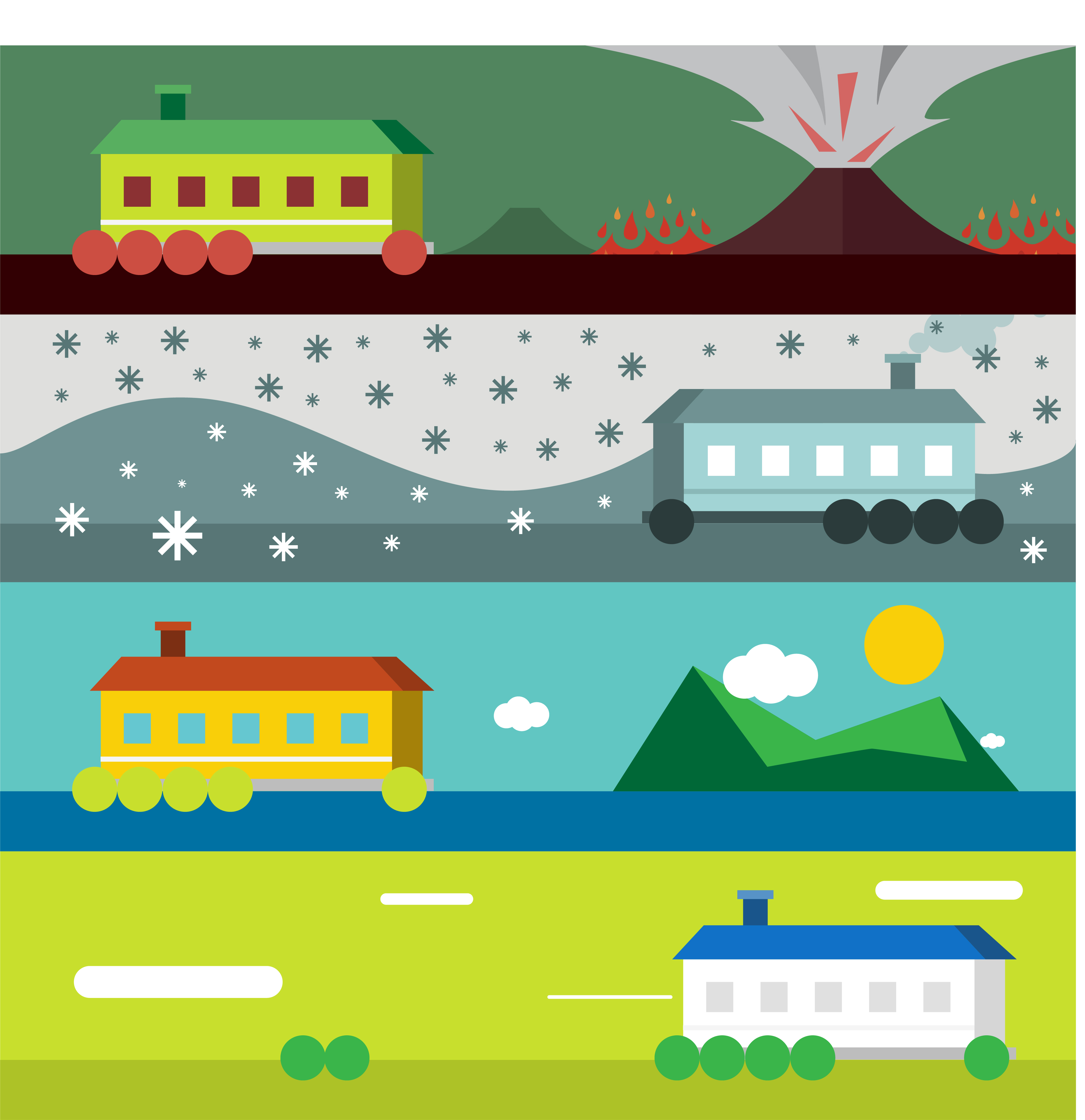 Vector illustration of some landscape with house and weather Photoshop brush