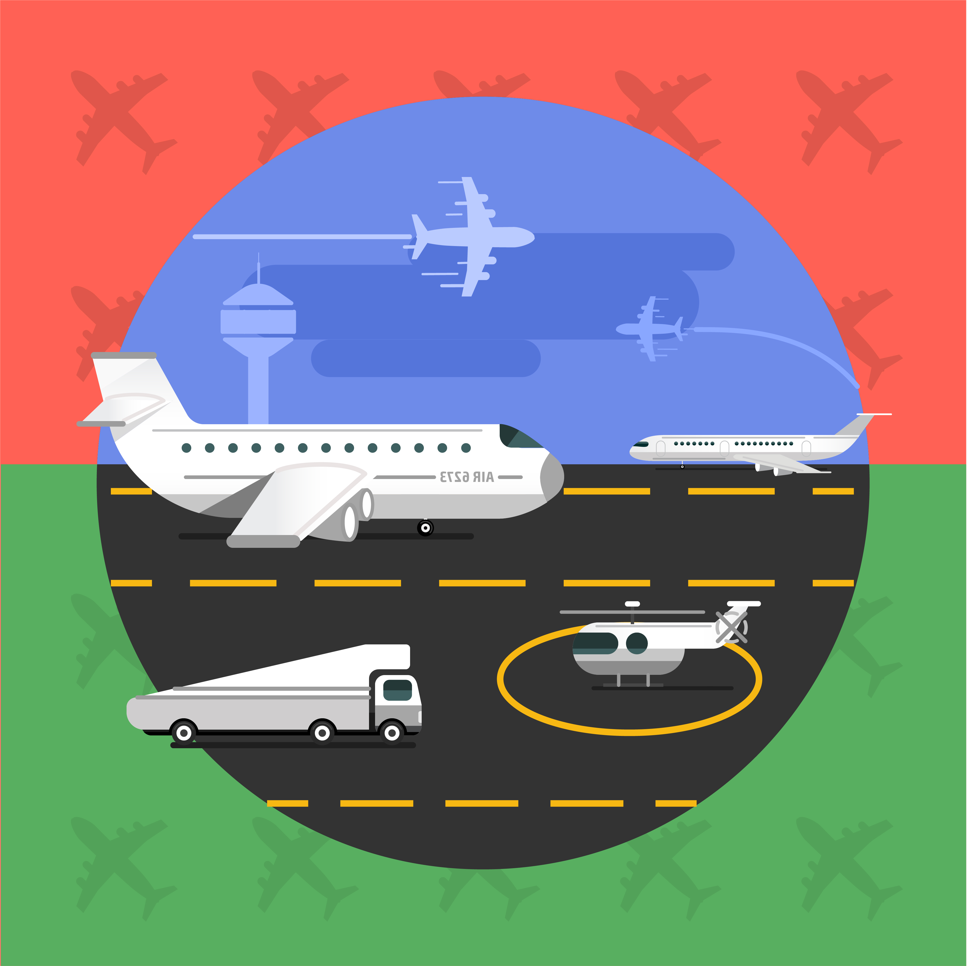 Free vector illustration of airport with planes - travel Photoshop brush