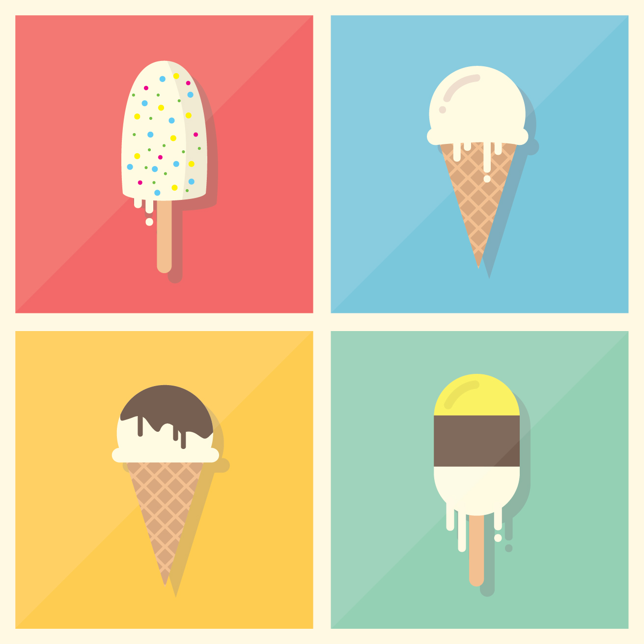 Айс флэт. Винтажный дизайн мороженое. Мороженое шарики вектор. Ice Cream collection. Flat icing