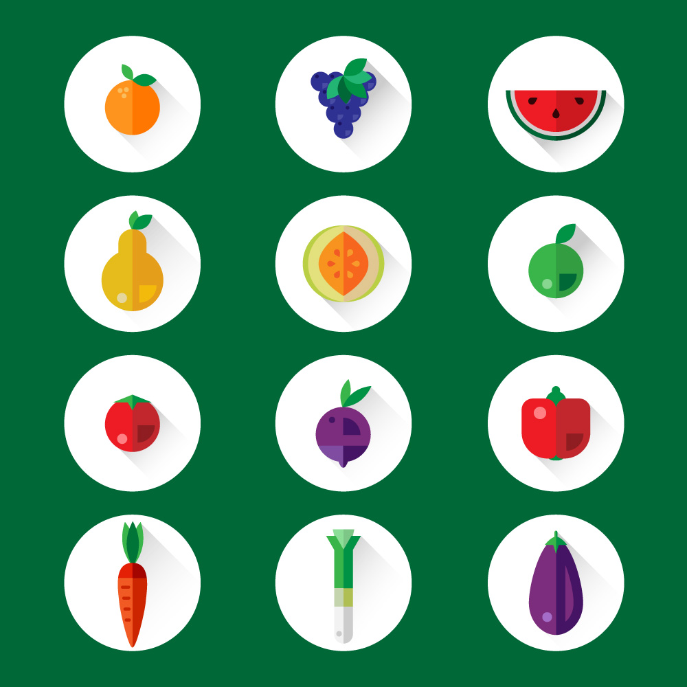 Fruits and vegetables icons Photoshop brush