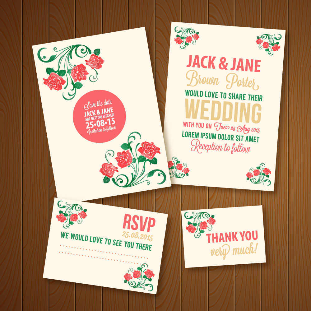 Wedding invitations template Photoshop brush