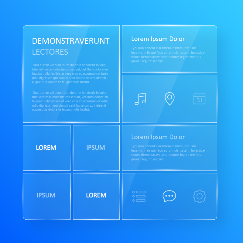 Transparent, blue glassy user interface  Photoshop brush