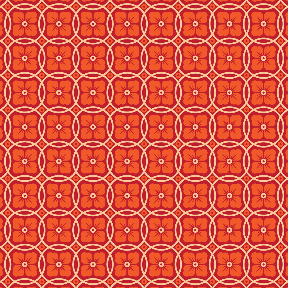 Asian Floral Orange, Red, and White Pattern Photoshop brush