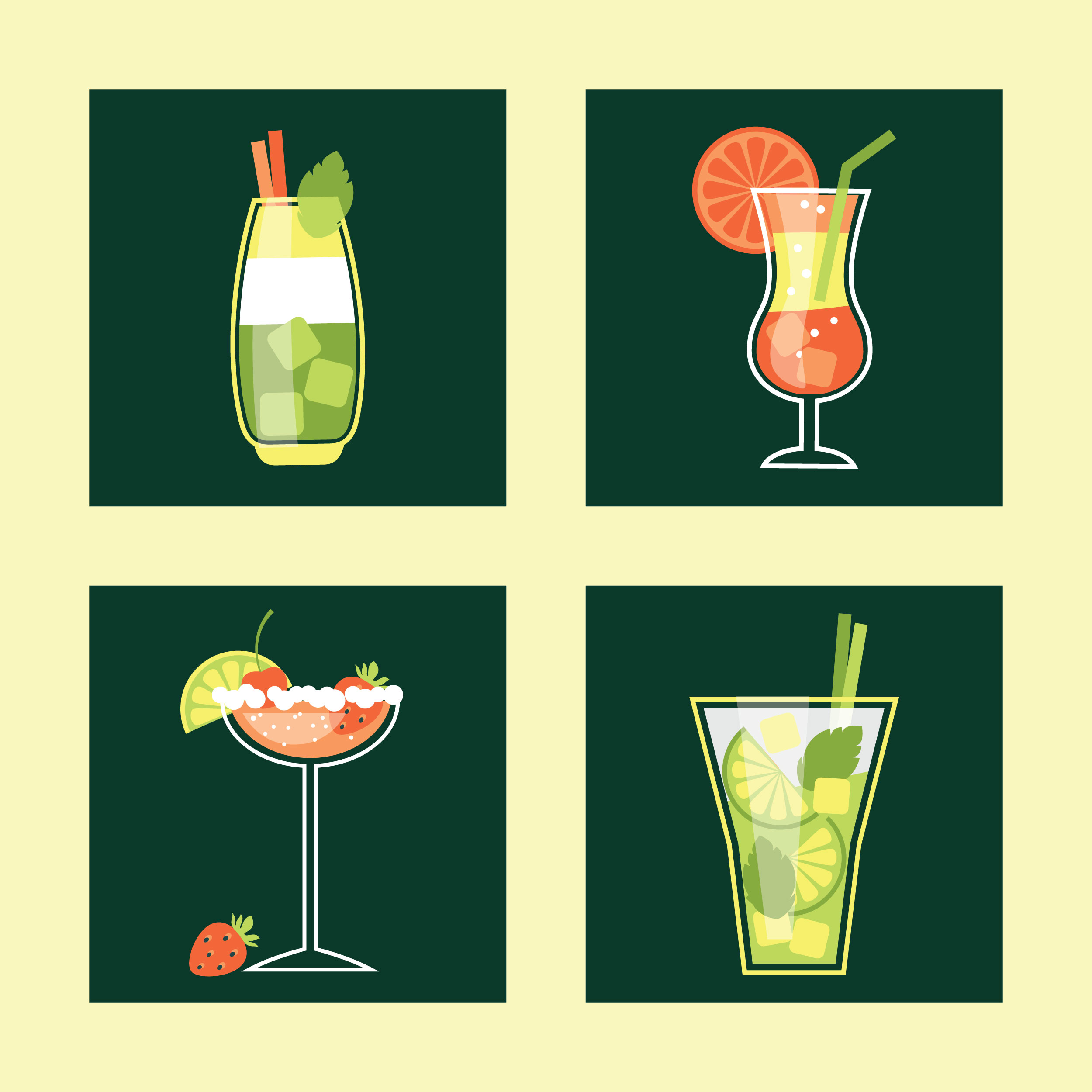 Cocktail Icon Set. Vector illustration Photoshop brush