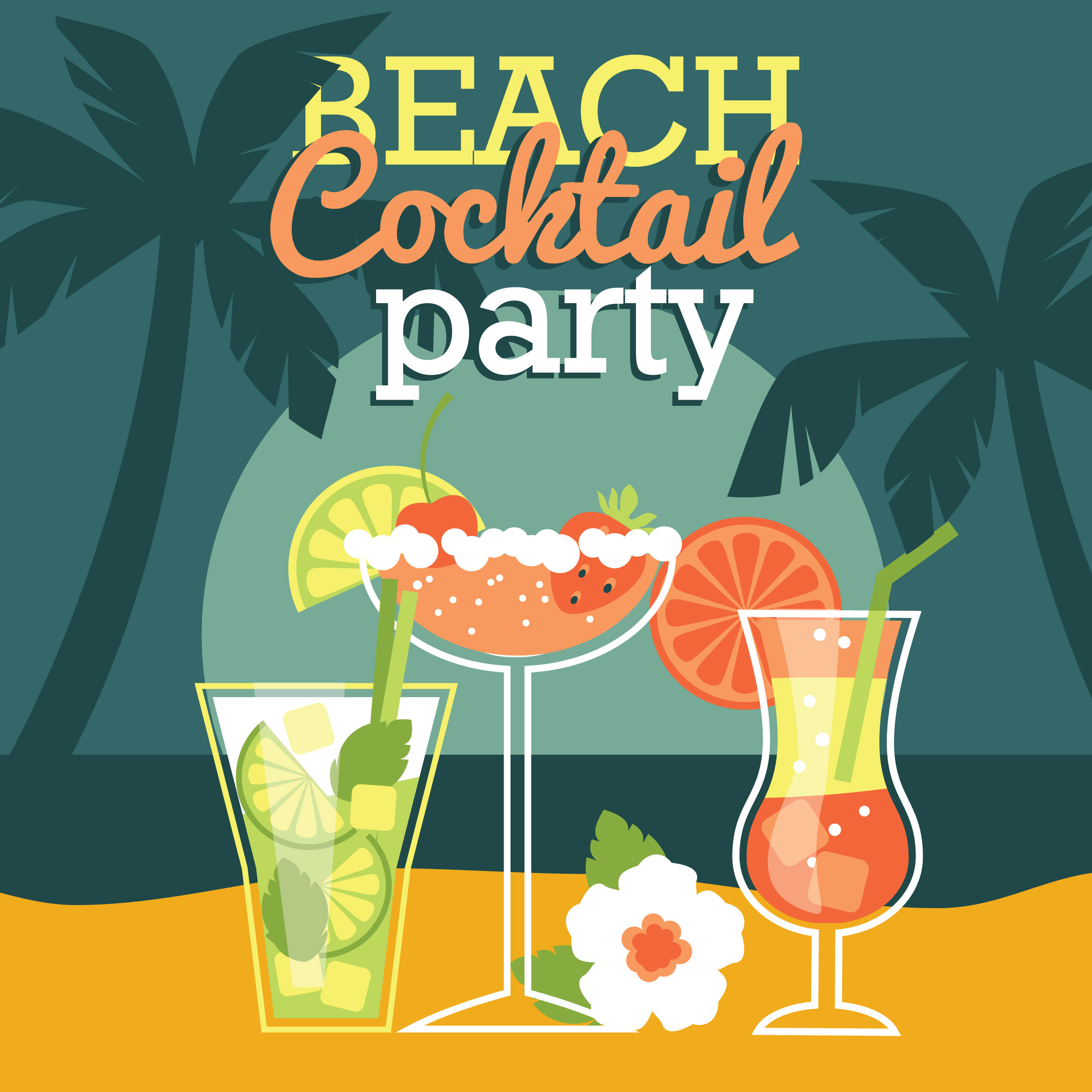 Beach cocktail party. Vector illustration Photoshop brush