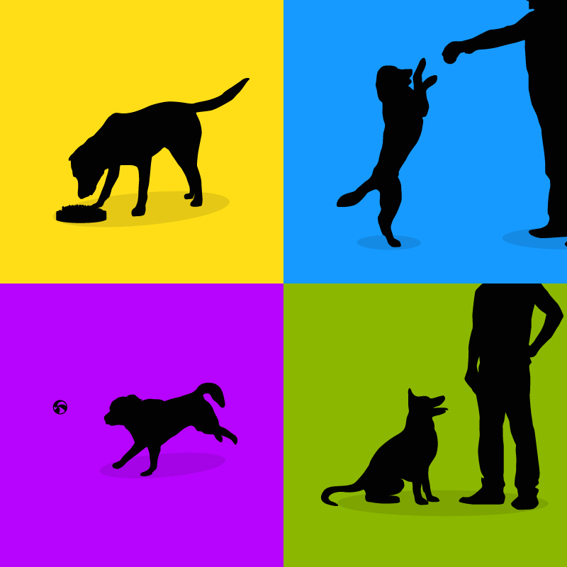 Dogs silhouette retro posters Photoshop brush