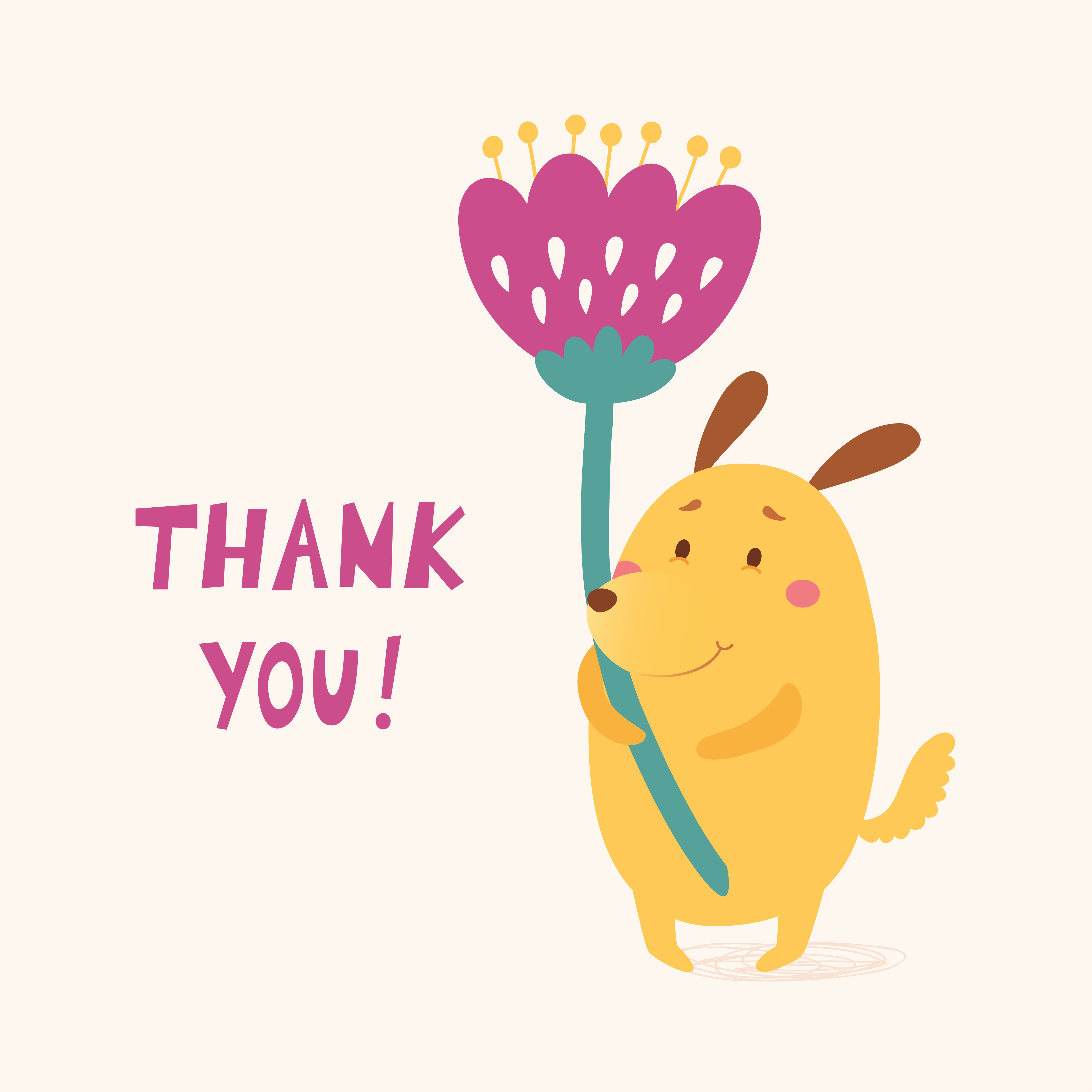 Thank you vector card with cute dog Photoshop brush