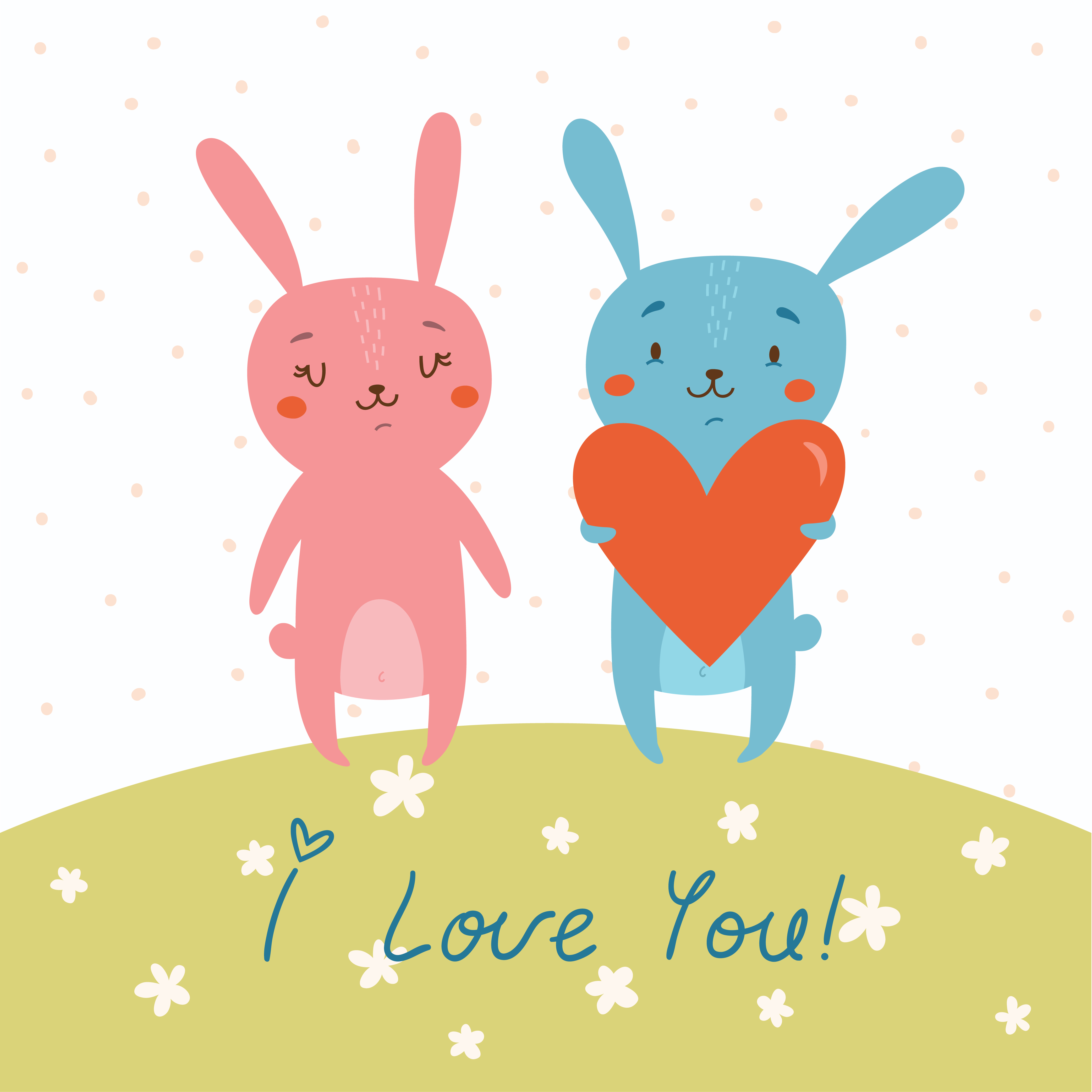 Vector card with cute bunnies in love Photoshop brush