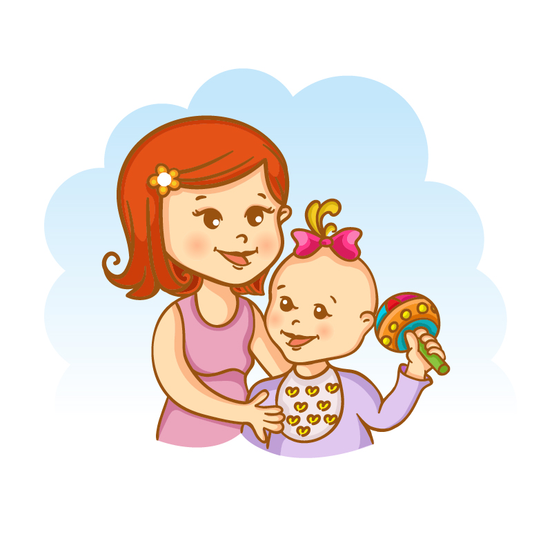 Mother and child vector illustration Photoshop brush