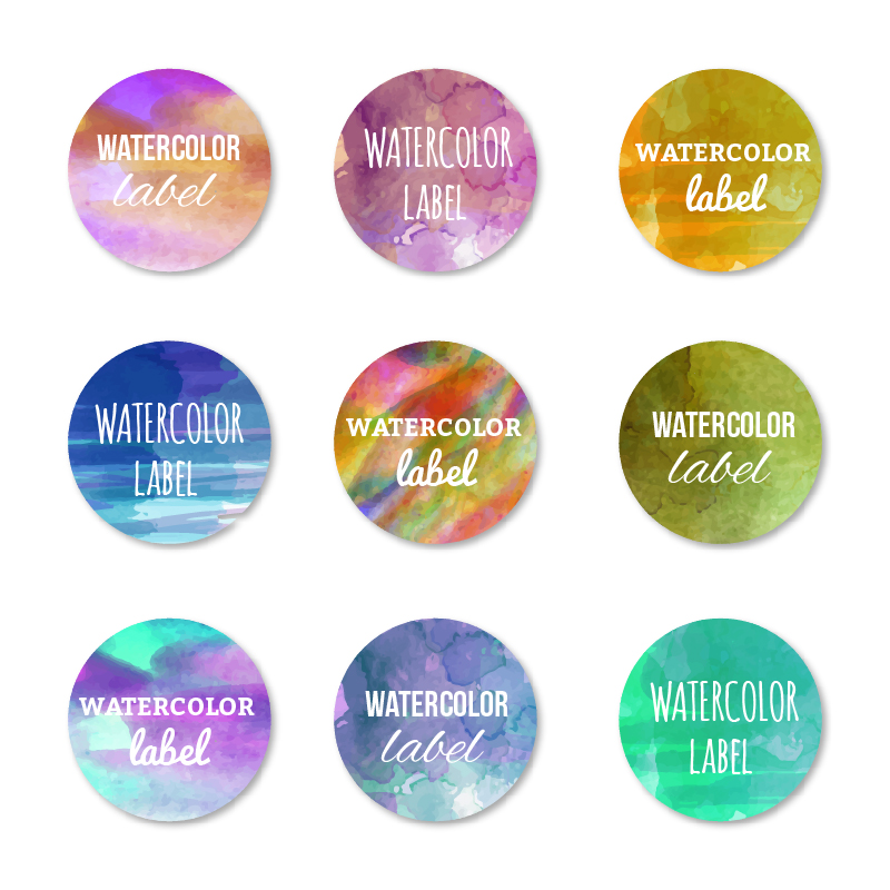Watercolor set of labels Photoshop brush