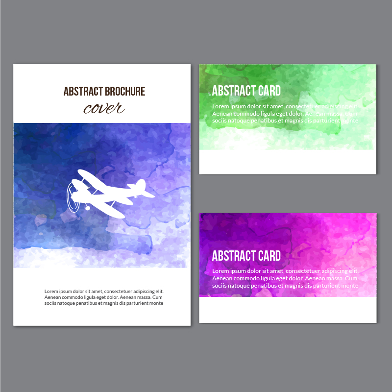 Watercolor  brochure and cards Photoshop brush