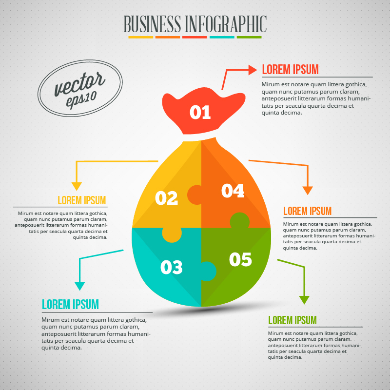 Business infographic, puzzle of a money bag Photoshop brush