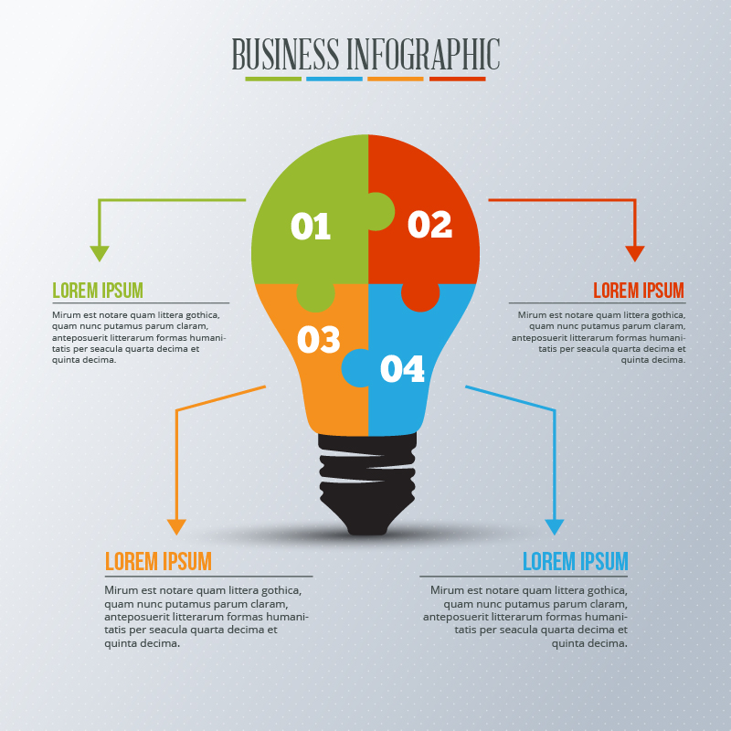 Infographic template with light bulb puzzle Photoshop brush