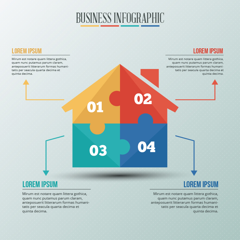 Infographic template with puzzle style house Photoshop brush
