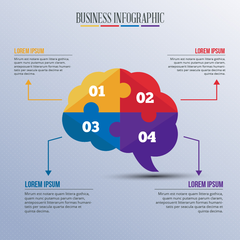 Infographic template with puzzle style brain Photoshop brush