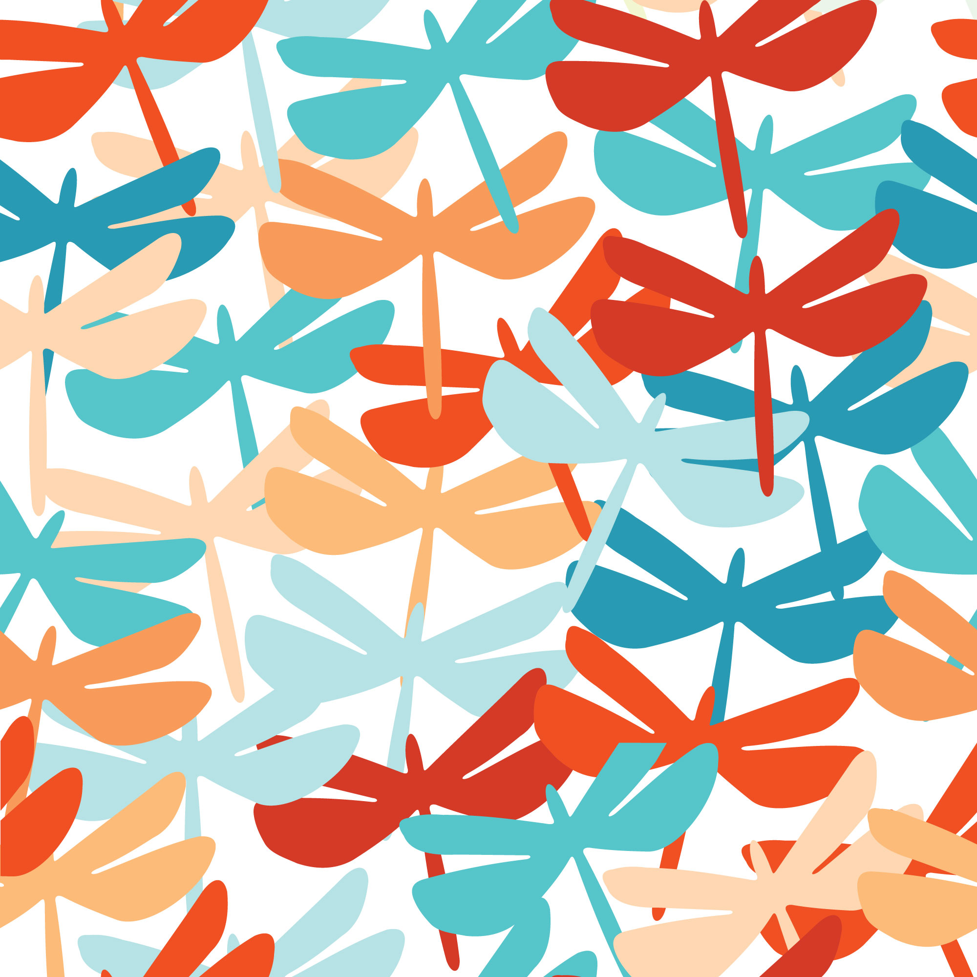 Summer seamless background with dragonfly. Photoshop brush