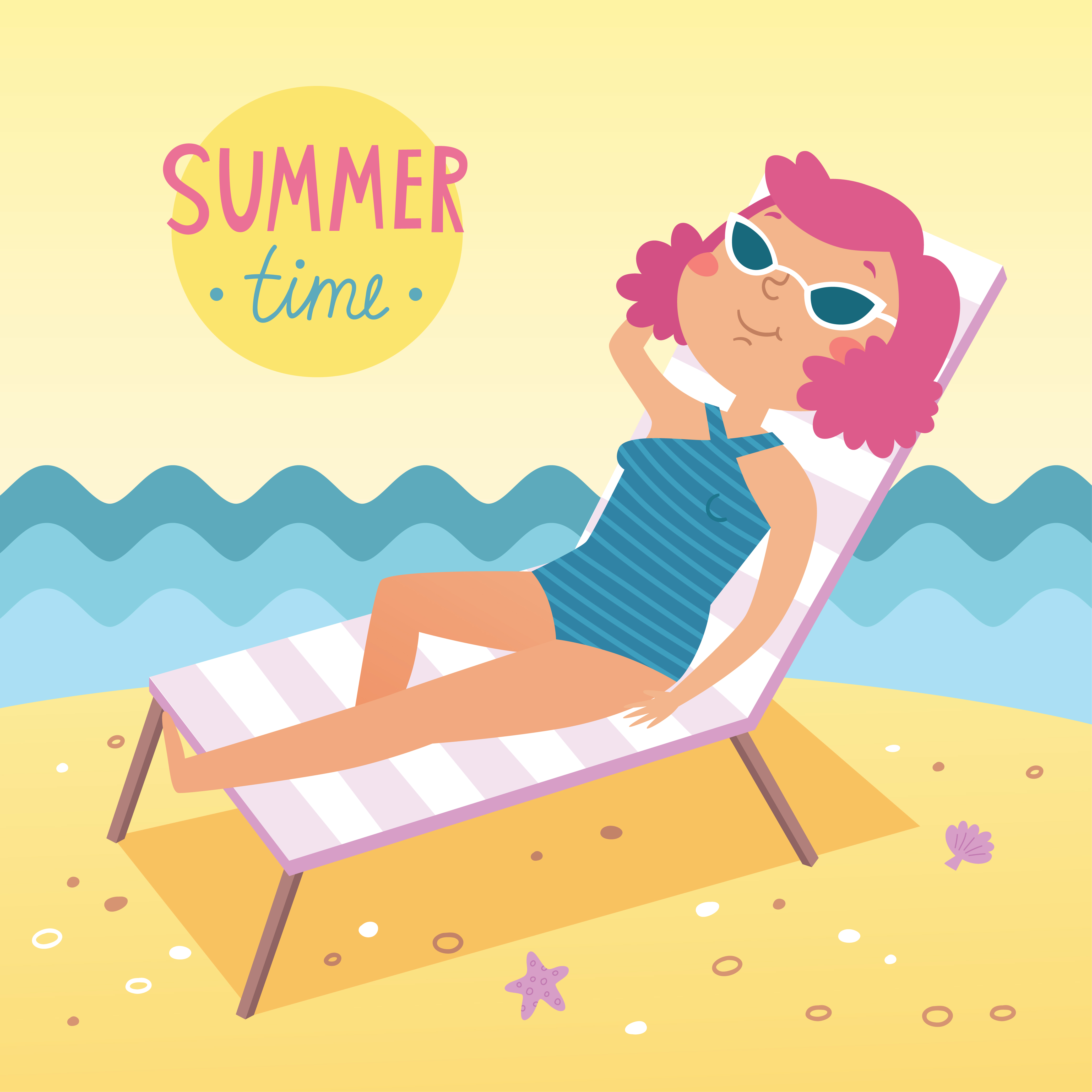 Summer time vector card Photoshop brush