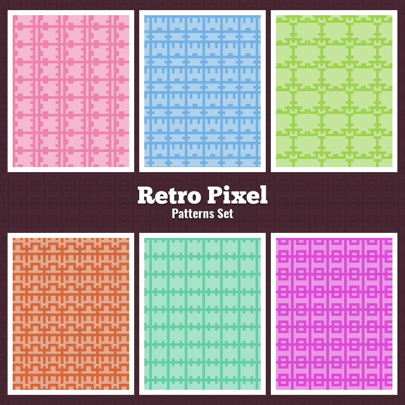 Retro Pixel Patterns Set Photoshop brush