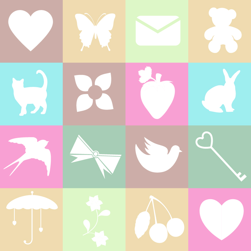 Cute spring and love elements on metro background Photoshop brush