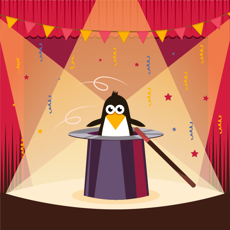 Cute penguin on the stage Photoshop brush