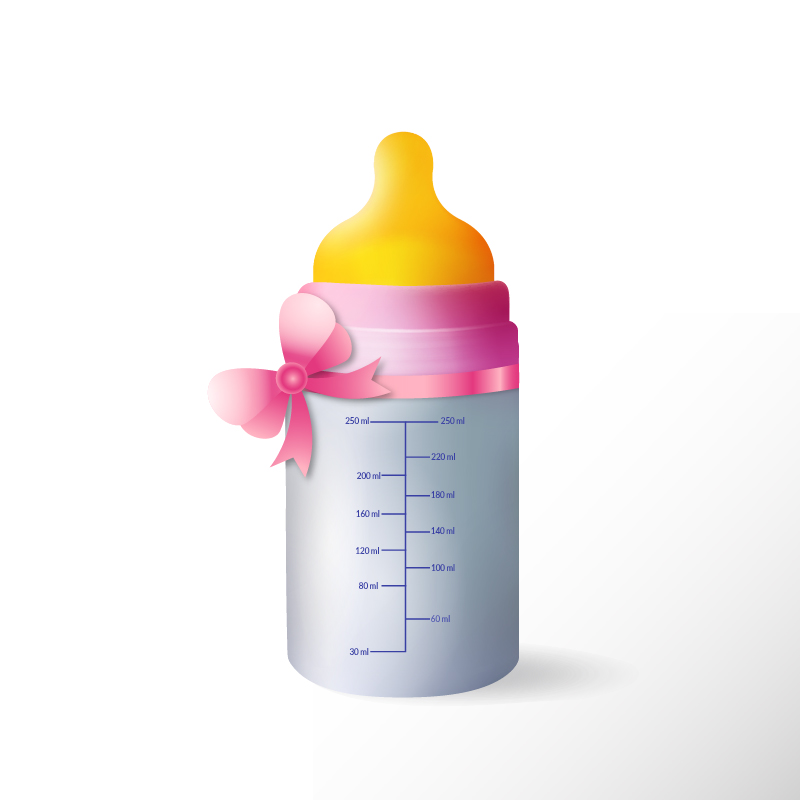 Baby bottle with cute ribbon Photoshop brush