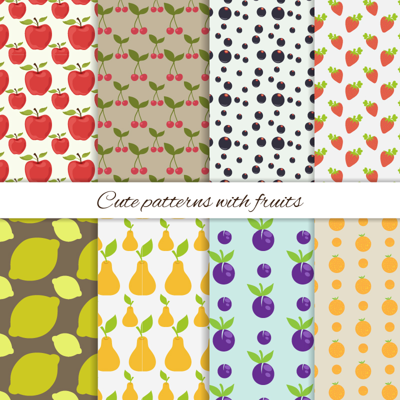 Set of cute patterns with fruits Photoshop brush