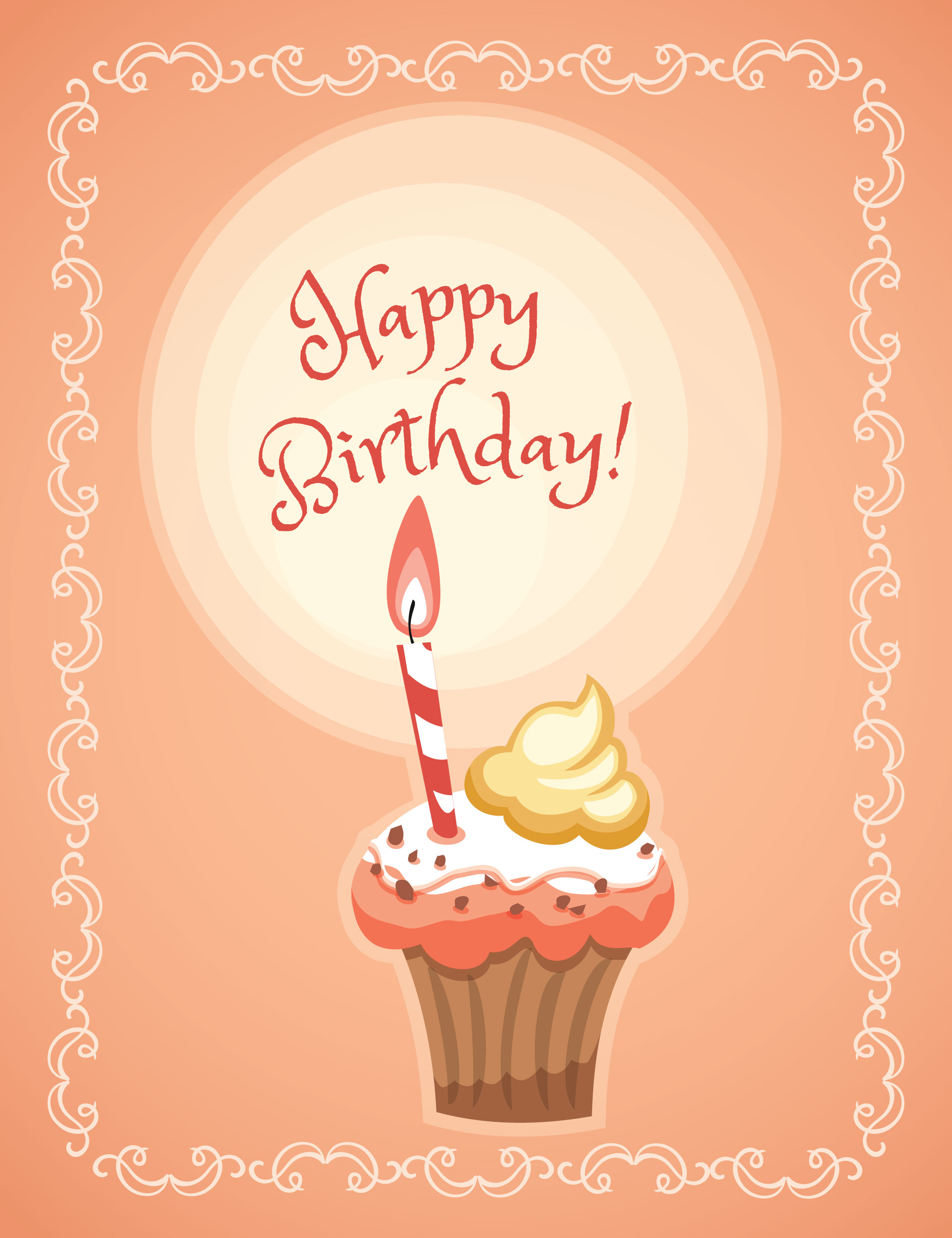 Happy Birthday illustration with cakes Photoshop brush