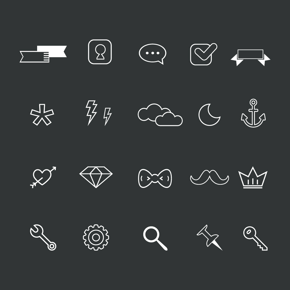 Set of hight quality vector icons.  Free Vector Illustration Design. Photoshop brush