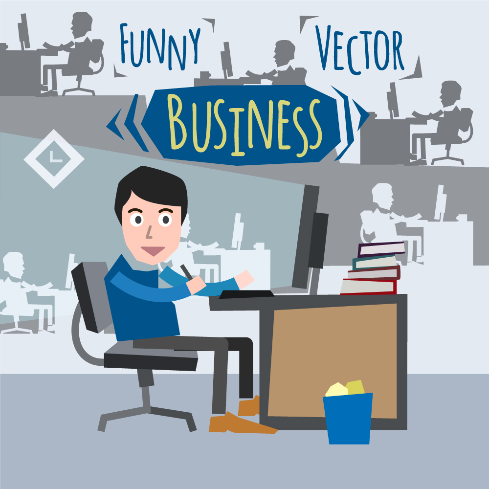 Some businessman character sitting at computer. Free for vector design Photoshop brush