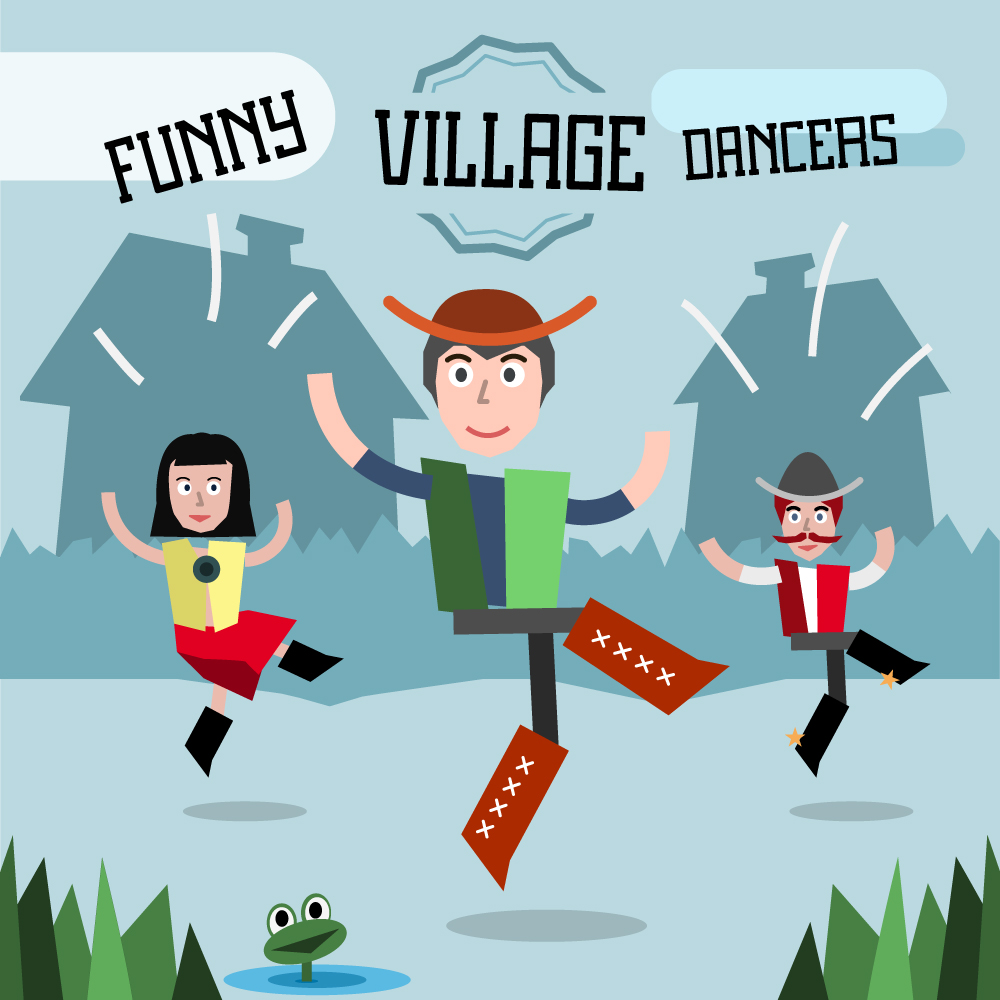 Some village people dancing. Three different characters in similar pose. Free for vector design Photoshop brush
