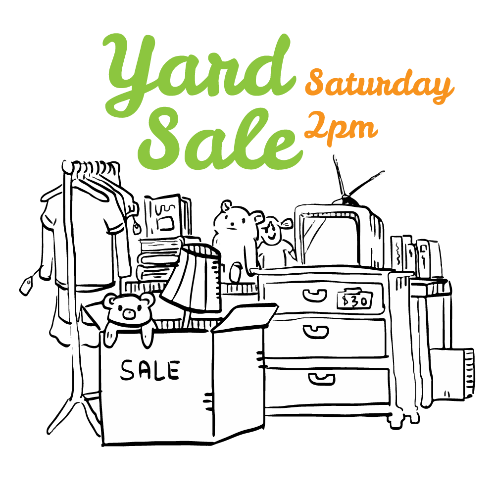 Yard sale black and white flyer illustration Photoshop brush