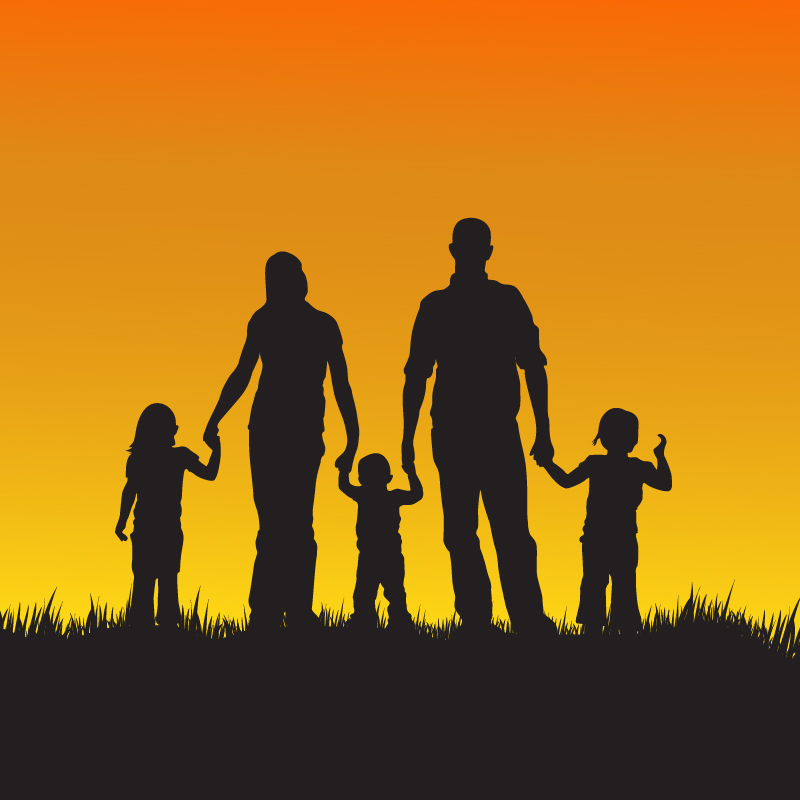 Family with children silhouette illustration Photoshop brush