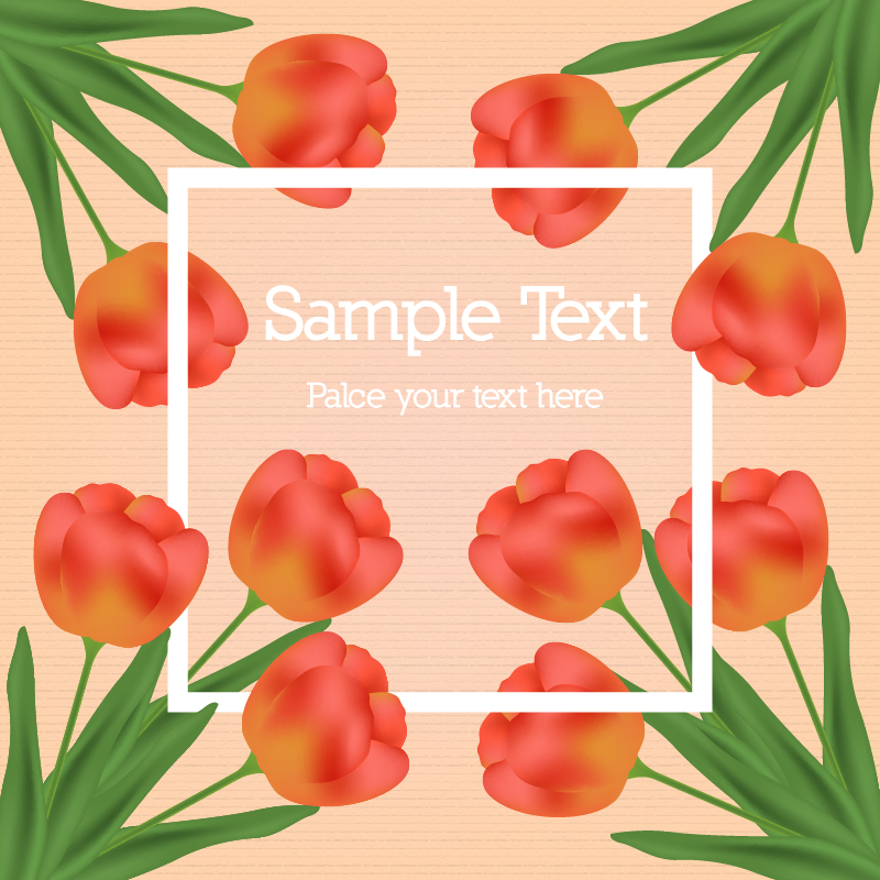 Tulip vector illustration with white frame Photoshop brush
