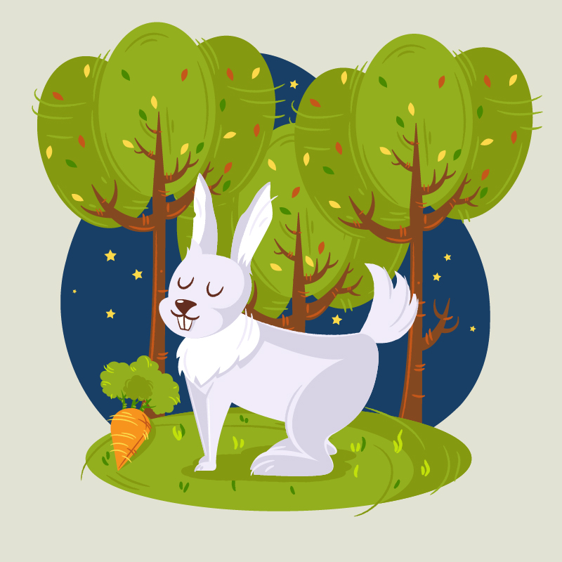 Rabbit in the woods vector illustration Photoshop brush