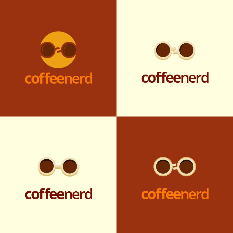 Coffee Nerd logo design Photoshop brush