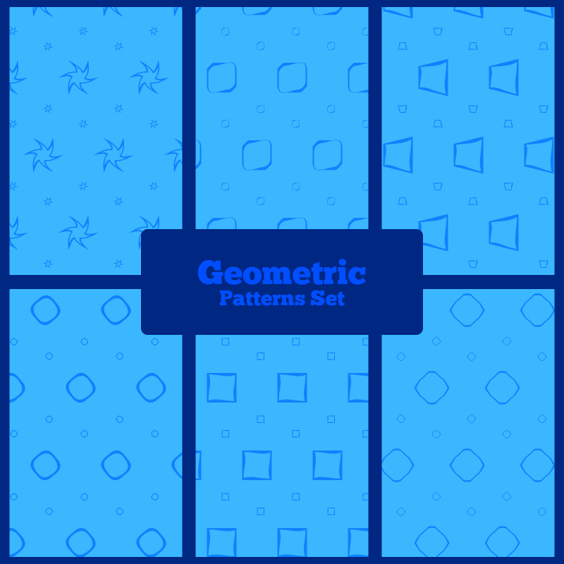 Blue geometric patterns set Photoshop brush