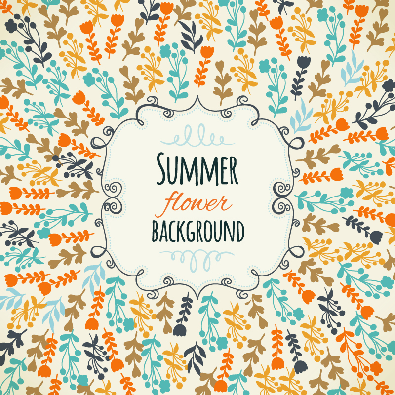 Floral background with cute frame Photoshop brush