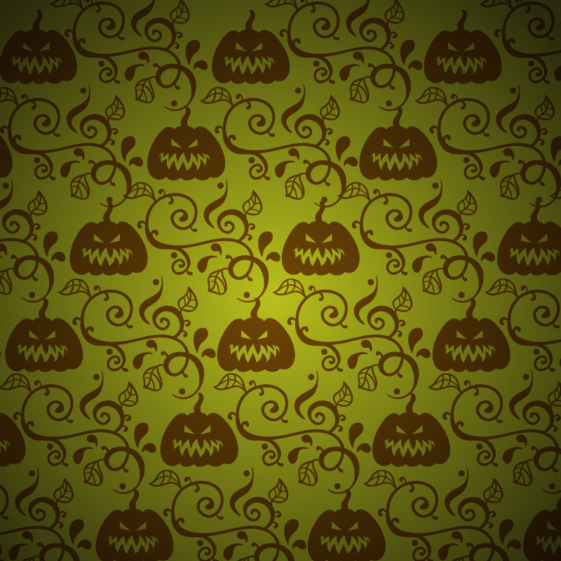 Pumpkin with leaves on green background Photoshop brush