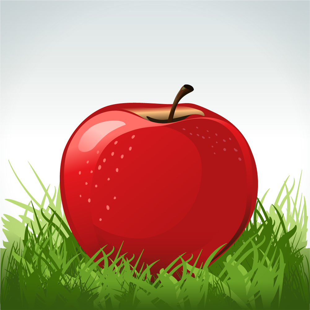 Red apple in green grass Photoshop brush