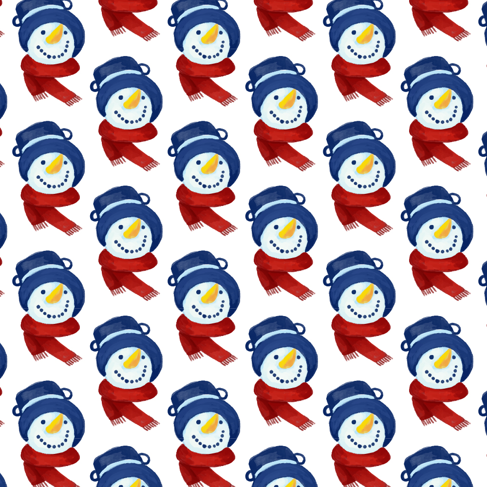 Christmas pattern with snowman head Photoshop brush