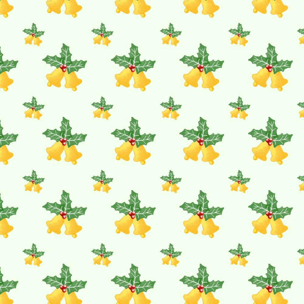 Christmas pattern with leaves and bells Photoshop brush