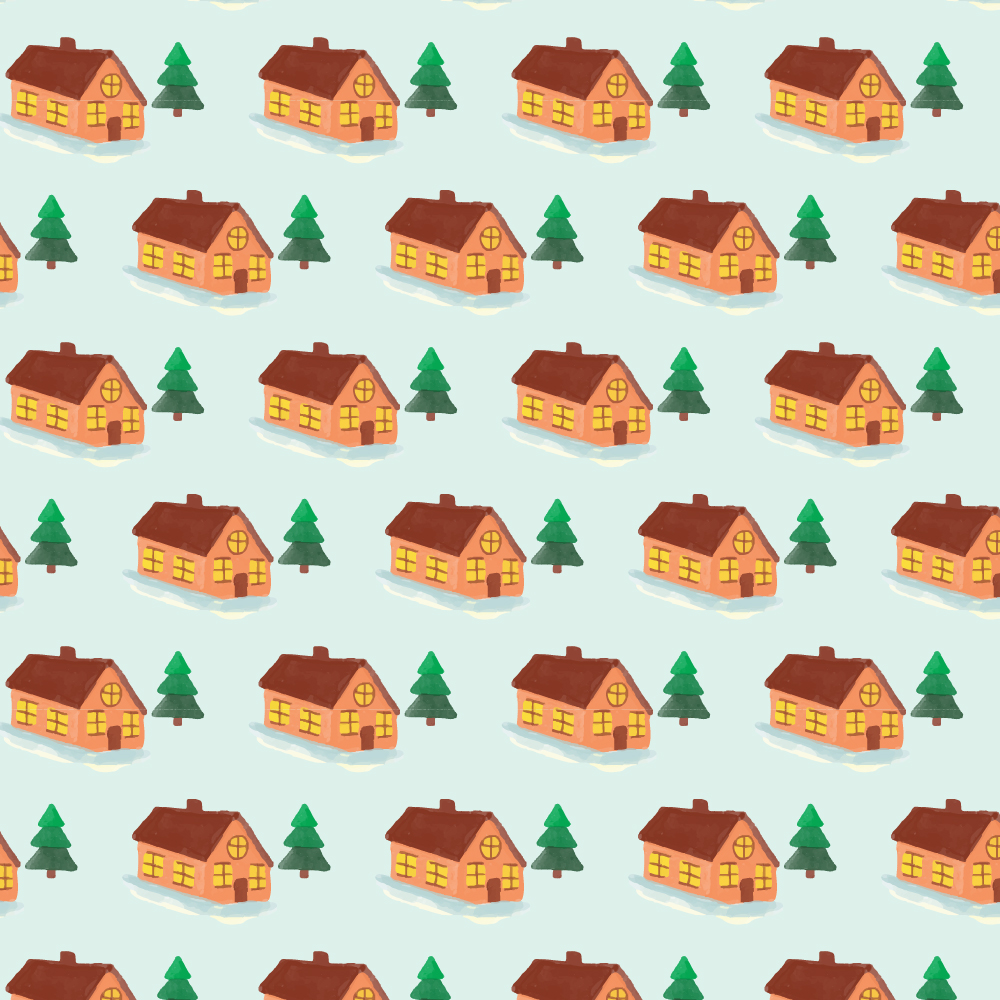 Christmas pattern with house Photoshop brush