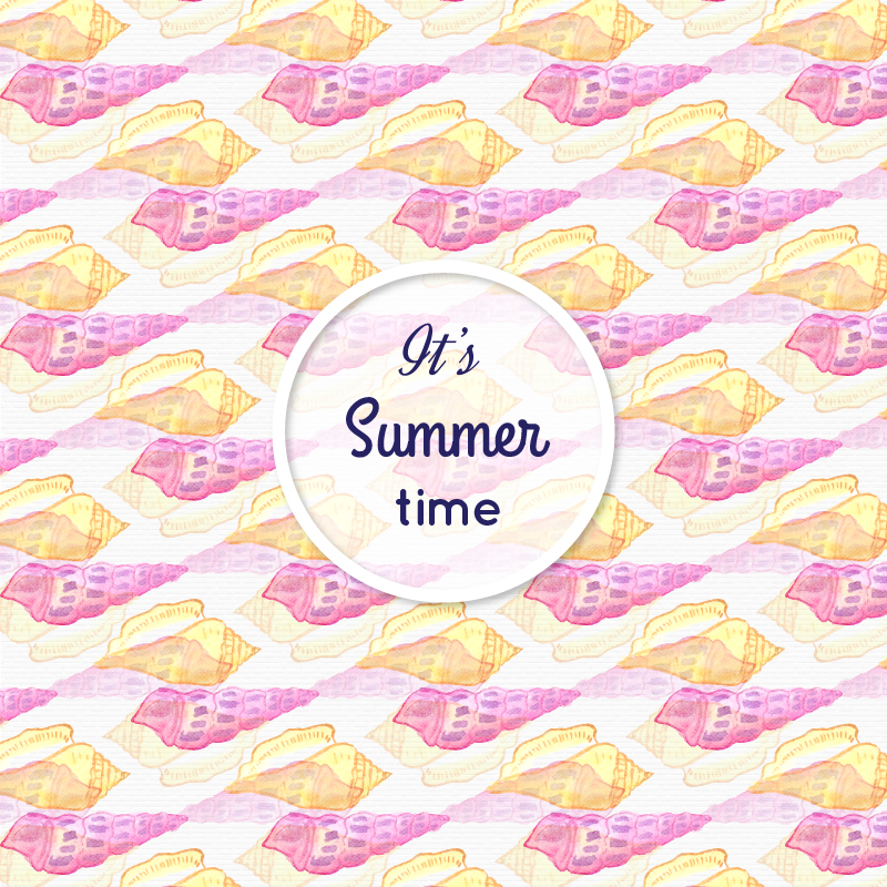Watercolor summer pattern with sea shells Photoshop brush