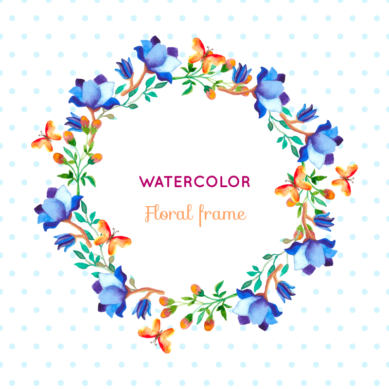 Watercolor floral frame Photoshop brush