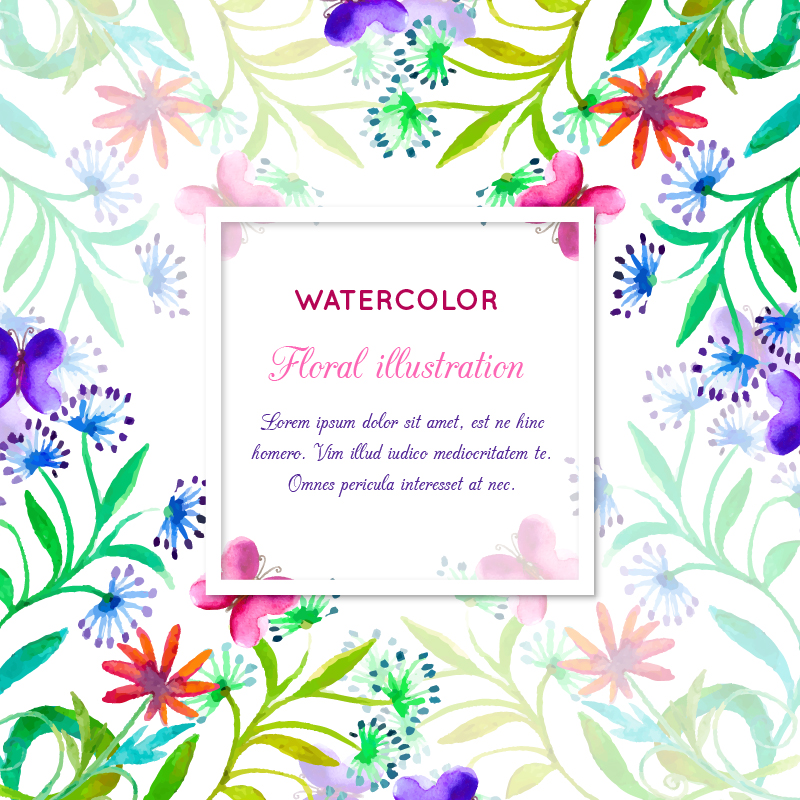 Watercolor invitation with floral frame Photoshop brush