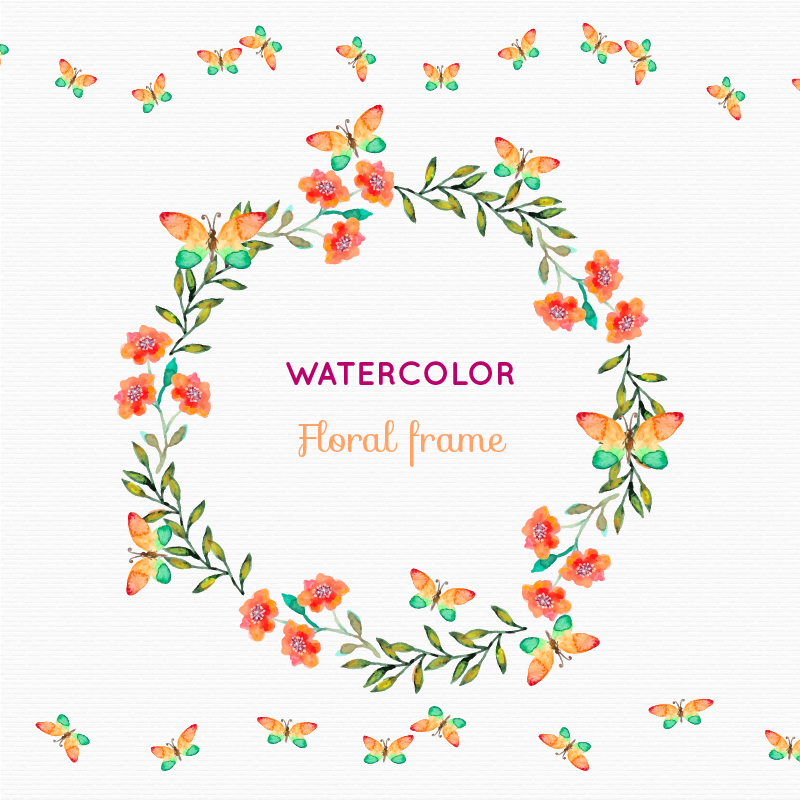 Watercolor floral frame Photoshop brush