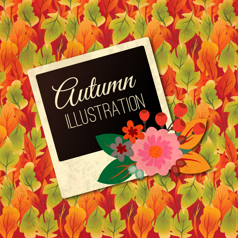 Autumn Illustration With Photo Frame Photoshop brush