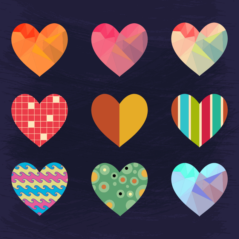 Set of Cute Hearts Photoshop brush